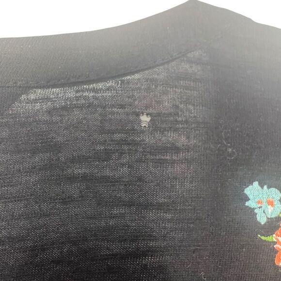 Lucky Brand Floral Peasant Top Womens Medium Embroidered V-Neck Button Front - Picture 8 of 8